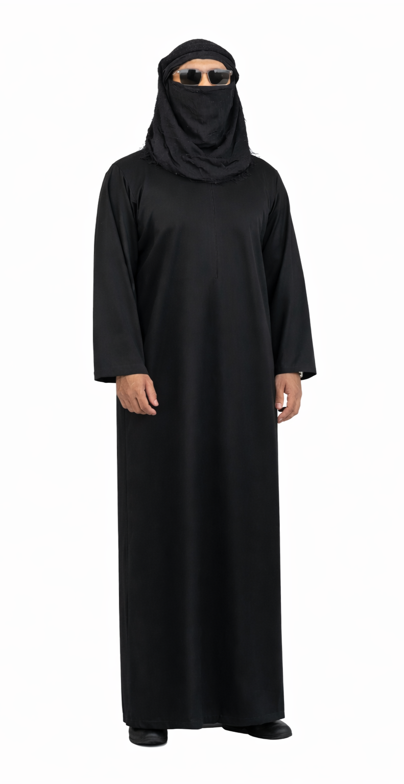Premium Men’s Black Hooded Thobe